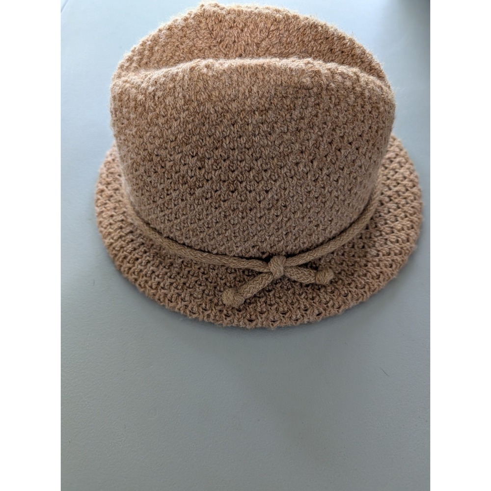 Vtg Hansen Knit  Fedora Hat, Lined, Women's, Tan